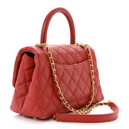 Chanel Caviar Lizard Embossed Quilted Mini Coco Handle Flap Red 3 of 12