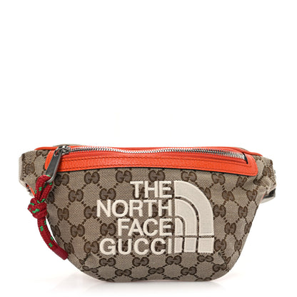 Gucci X THE NORTH FACE Monogram Textured Dollar Calfskin Embroidered Belt Bag Beige Ebony Mystic White Deep Orange 1 of 10