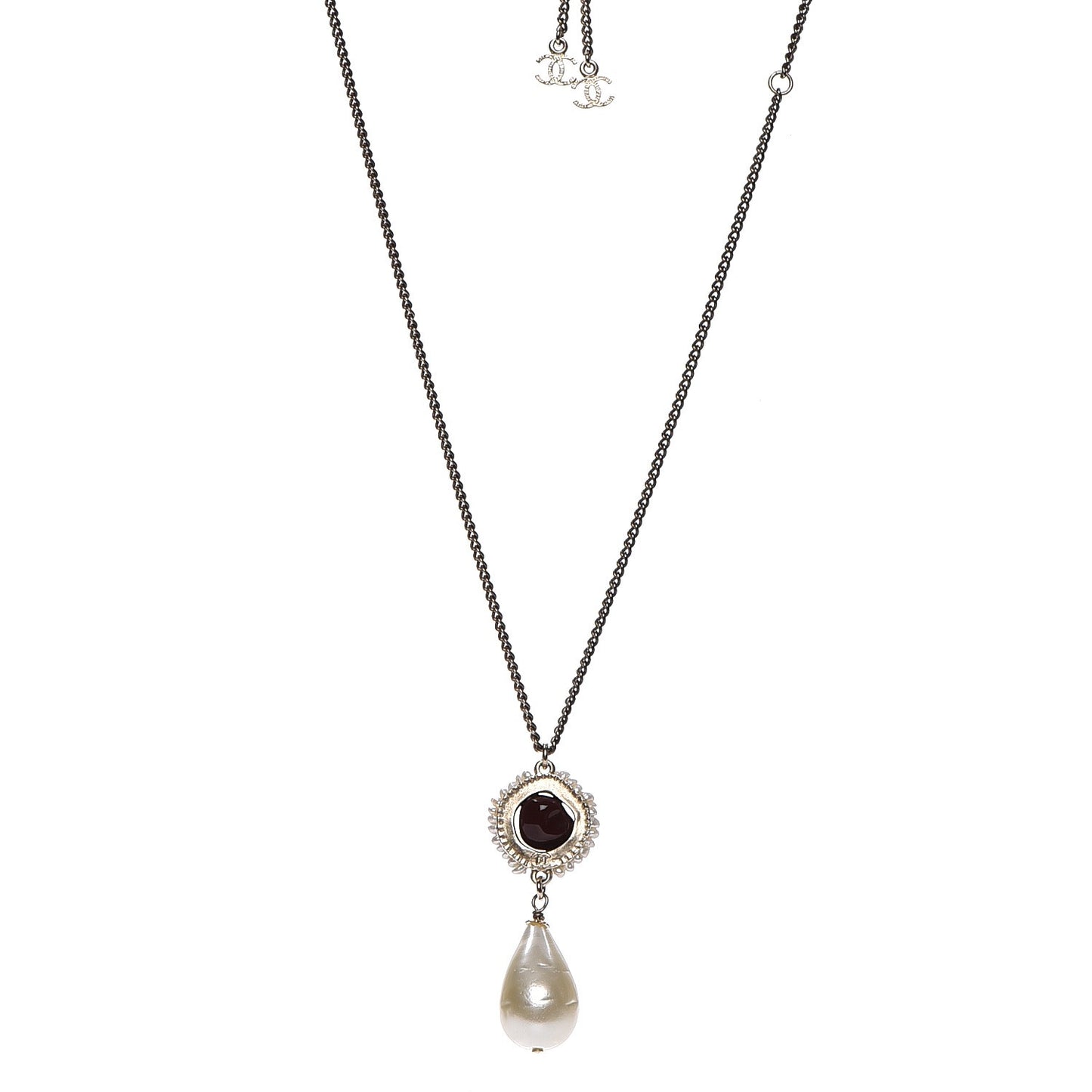 Pearl Resin CC Necklace Burgundy Gold