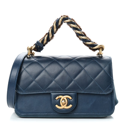 Chanel Glazed Calfskin Quilted Mini Straight Lined Flap Blue 1 of 10