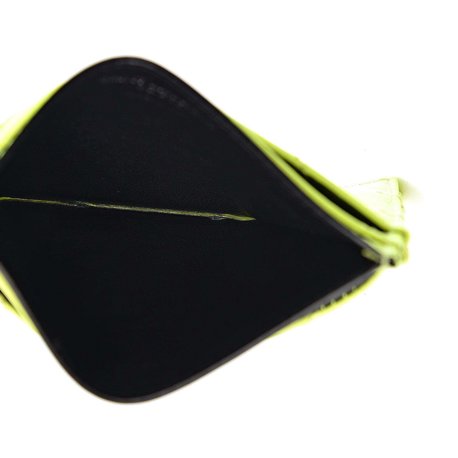 Saint Laurent Patent Grain De Poudre Matelasse Chevron Monogram Credit Card Case Neon Yellow 5 of 8