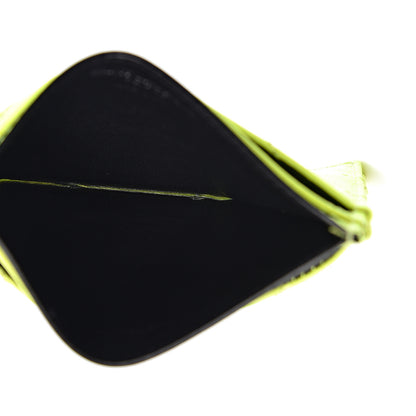Saint Laurent Patent Grain De Poudre Matelasse Chevron Monogram Credit Card Case Neon Yellow 5 of 8