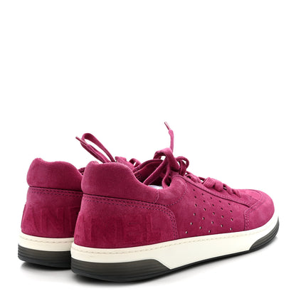 Chanel Suede Calfskin Logo Sneakers 41 Dark Pink 5 of 8