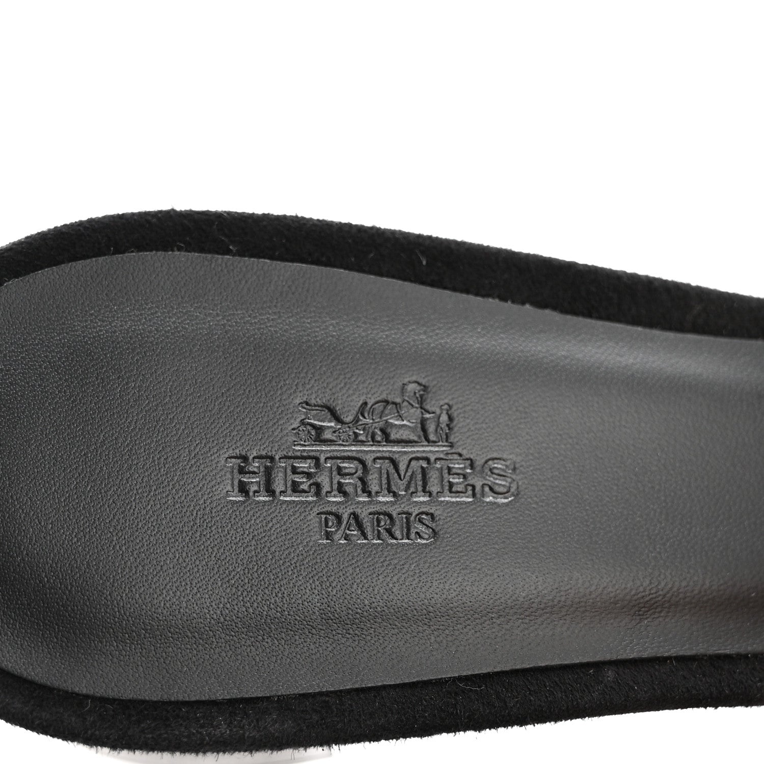 Hermes Suede Goatskin Crystal Oasis Sandals 38 Gris Argente Black 7 of 7