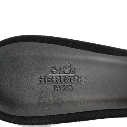 Hermes Suede Goatskin Crystal Oasis Sandals 38 Gris Argente Black 7 of 7