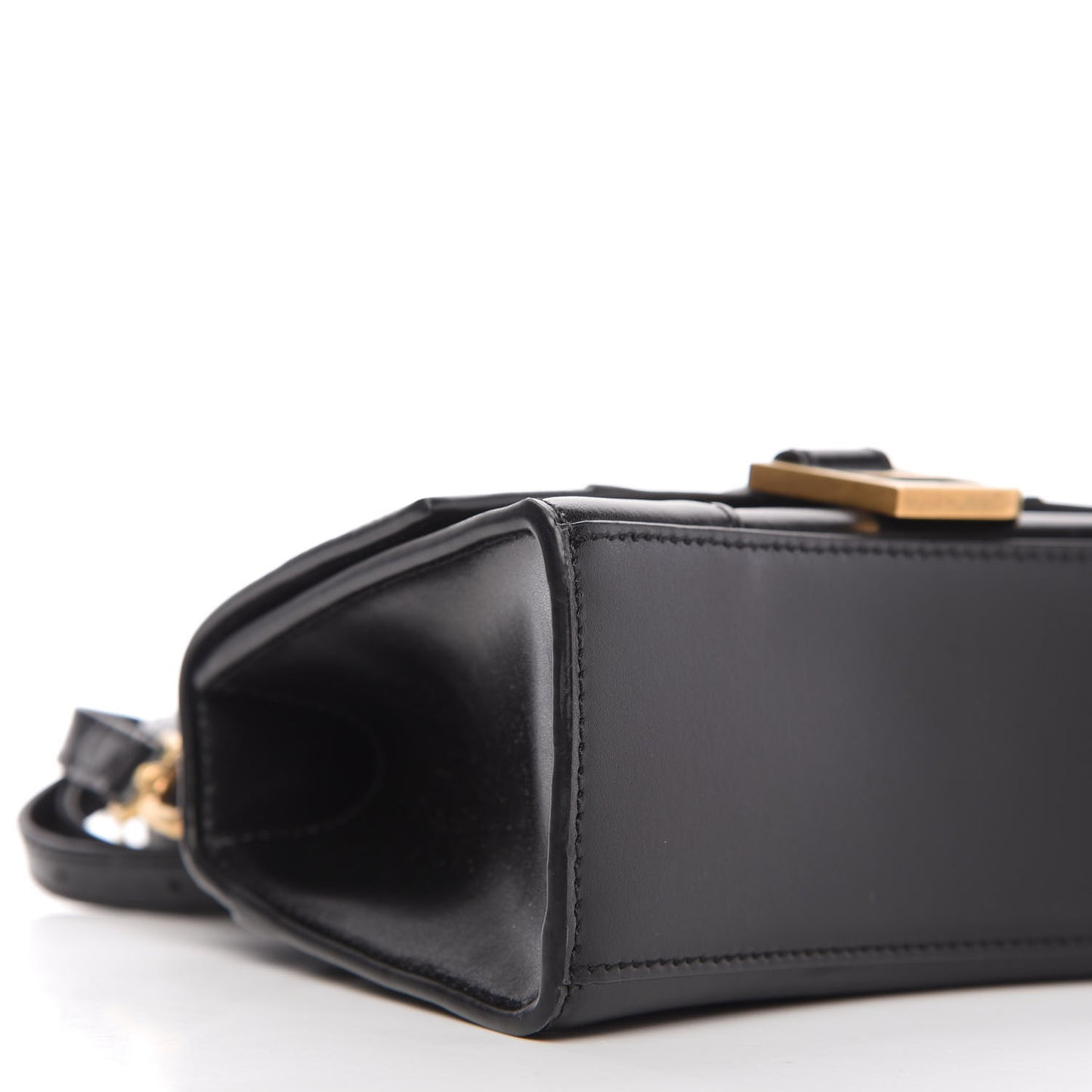 Shiny Box Calfskin Hourglass Top Handle Bag XS Black