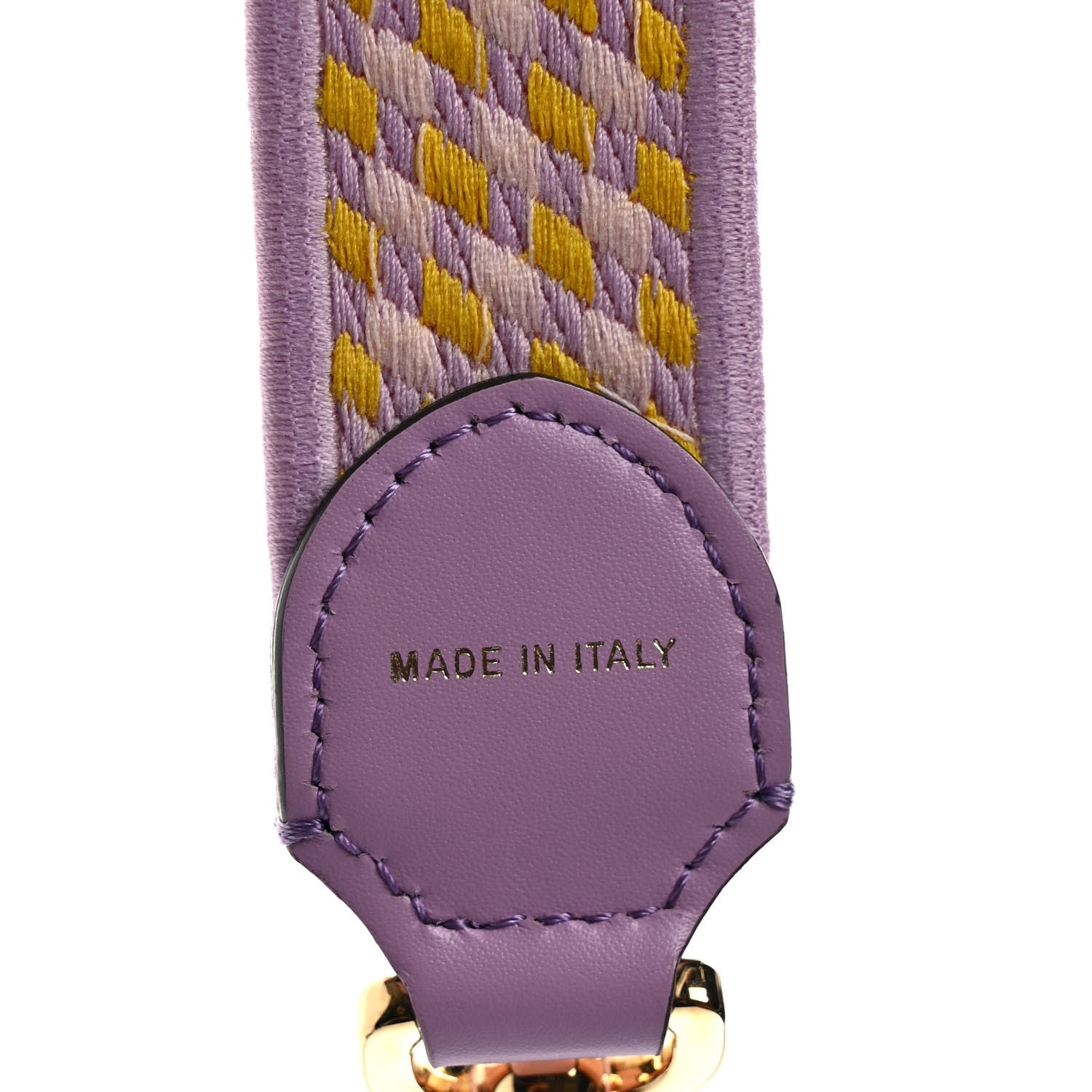 Fendi Canvas Vitello King Logo Embroidered Shaped Strap You Violetta Mimosa 5 of 5