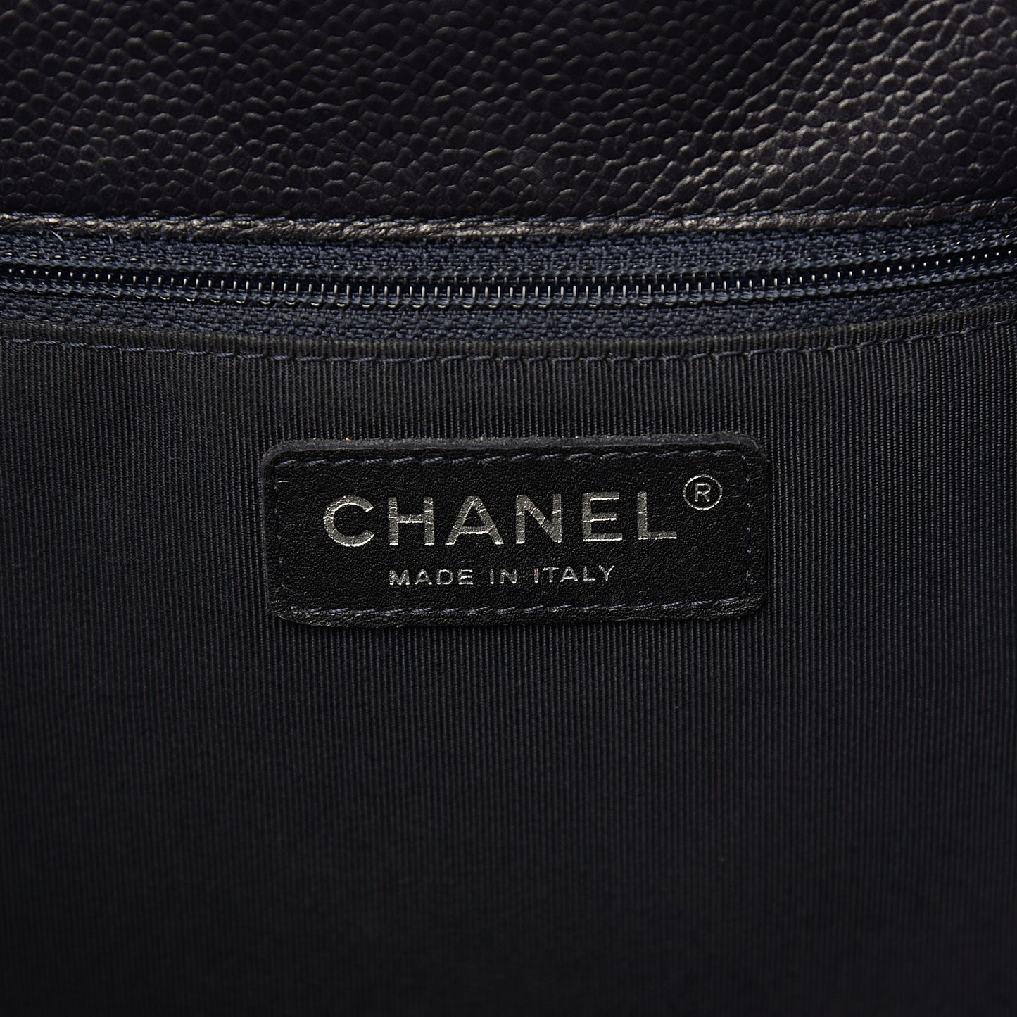 Caviar Quilted Flap Tote Marine