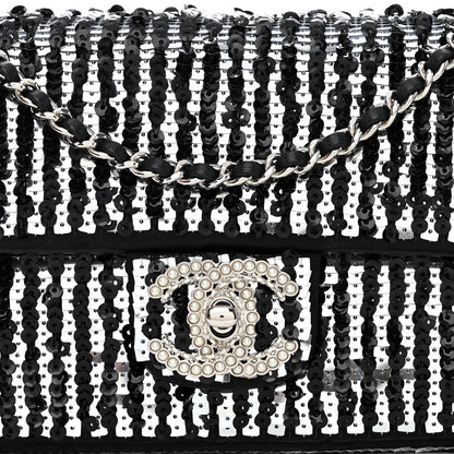 Chanel Sequin Quilted Pearl CC Flap Clutch Black 8 of 11