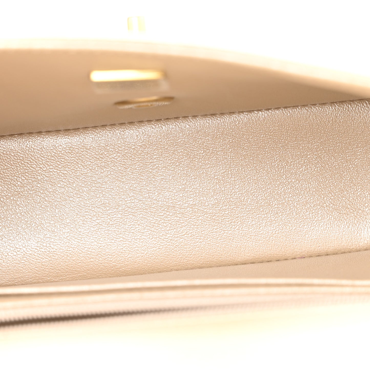 Metallic Goatskin Quilted Mini Rectangular Flap Gold