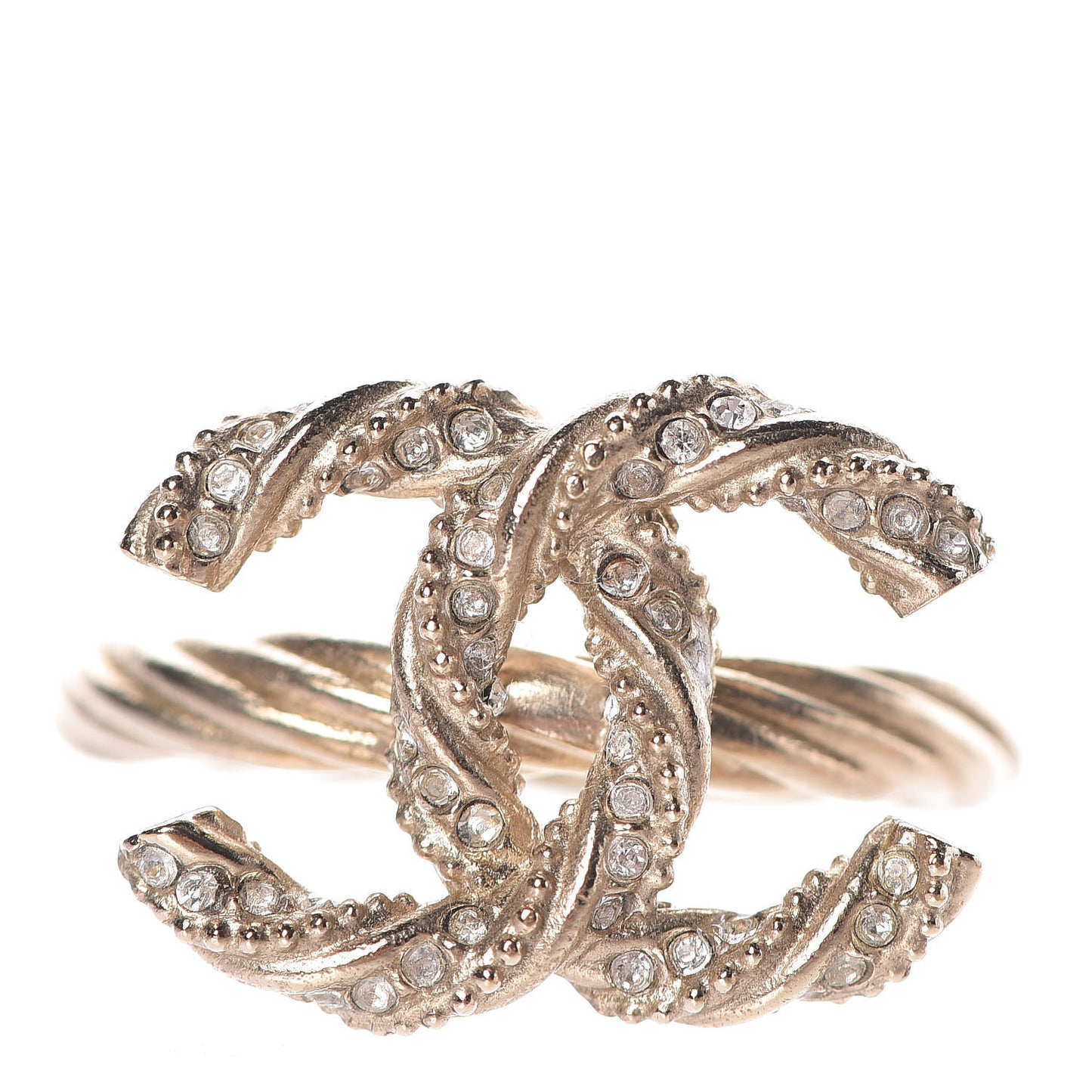 Crystal Twist CC Ring 5.75 Light Gold