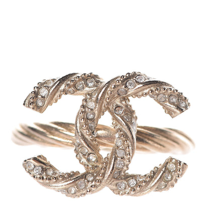 Chanel Crystal Twist CC Ring 5.75 Light Gold 1 of 5