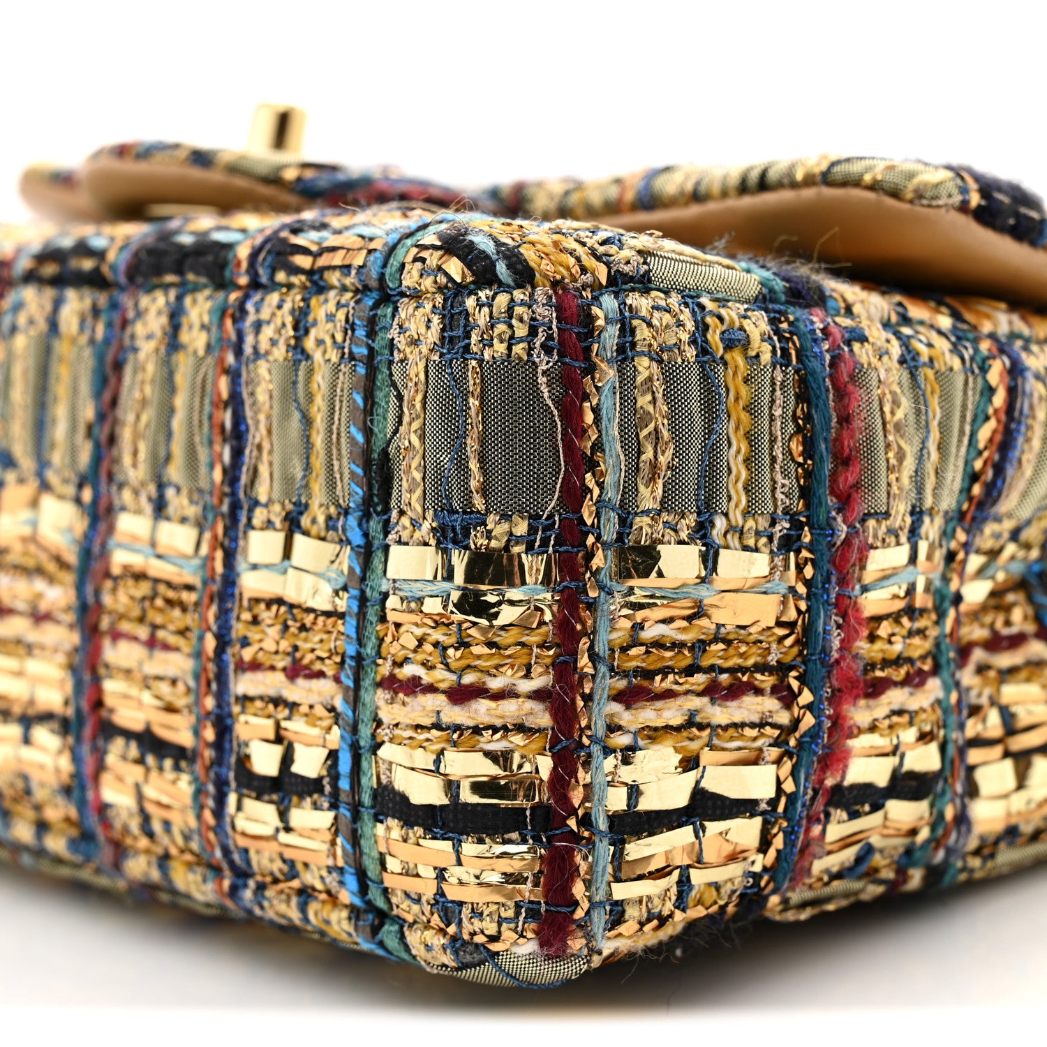 Chanel Tweed Quilted Egyptian Mini Rectangular Flap Green Black 10 of 10