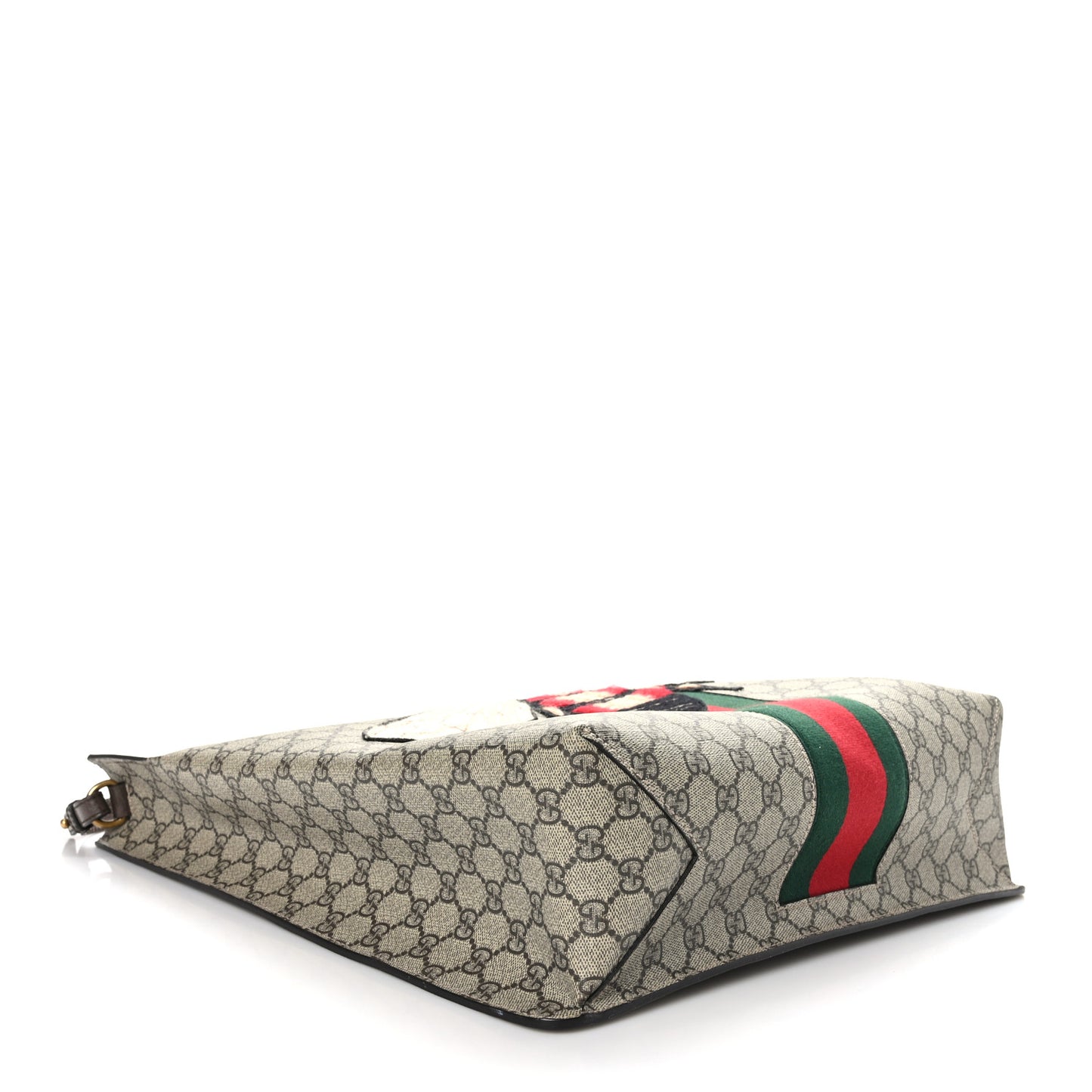 GG Supreme Monogram Web Animalier Bee Vertical Tote Brown