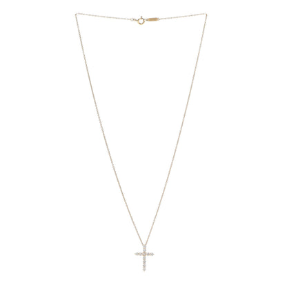 Tiffany 18K Yellow Gold Diamond Small Cross Pendant Necklace 3 of 5