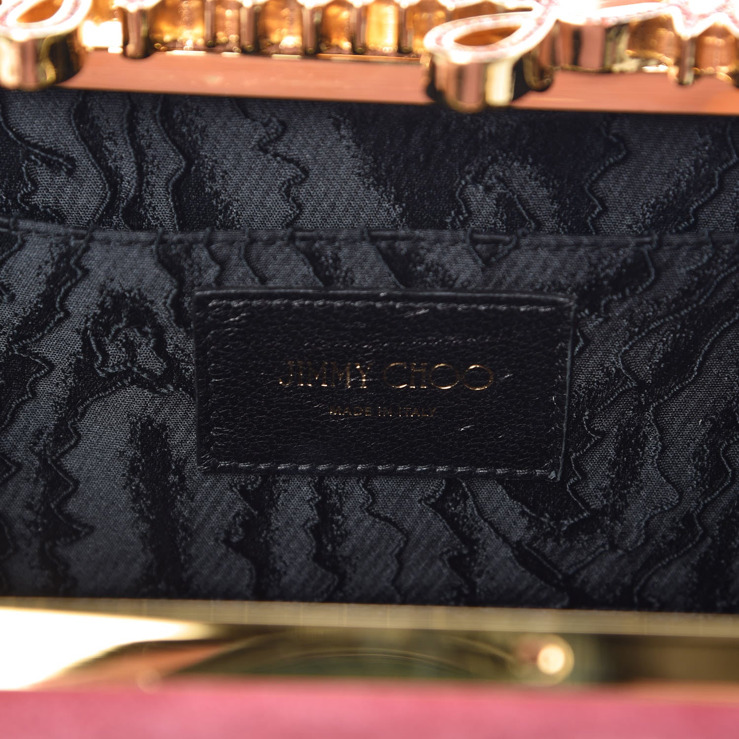 Jimmy Choo Suede Celeste Logo Clutch Pink Gold 8 of 13