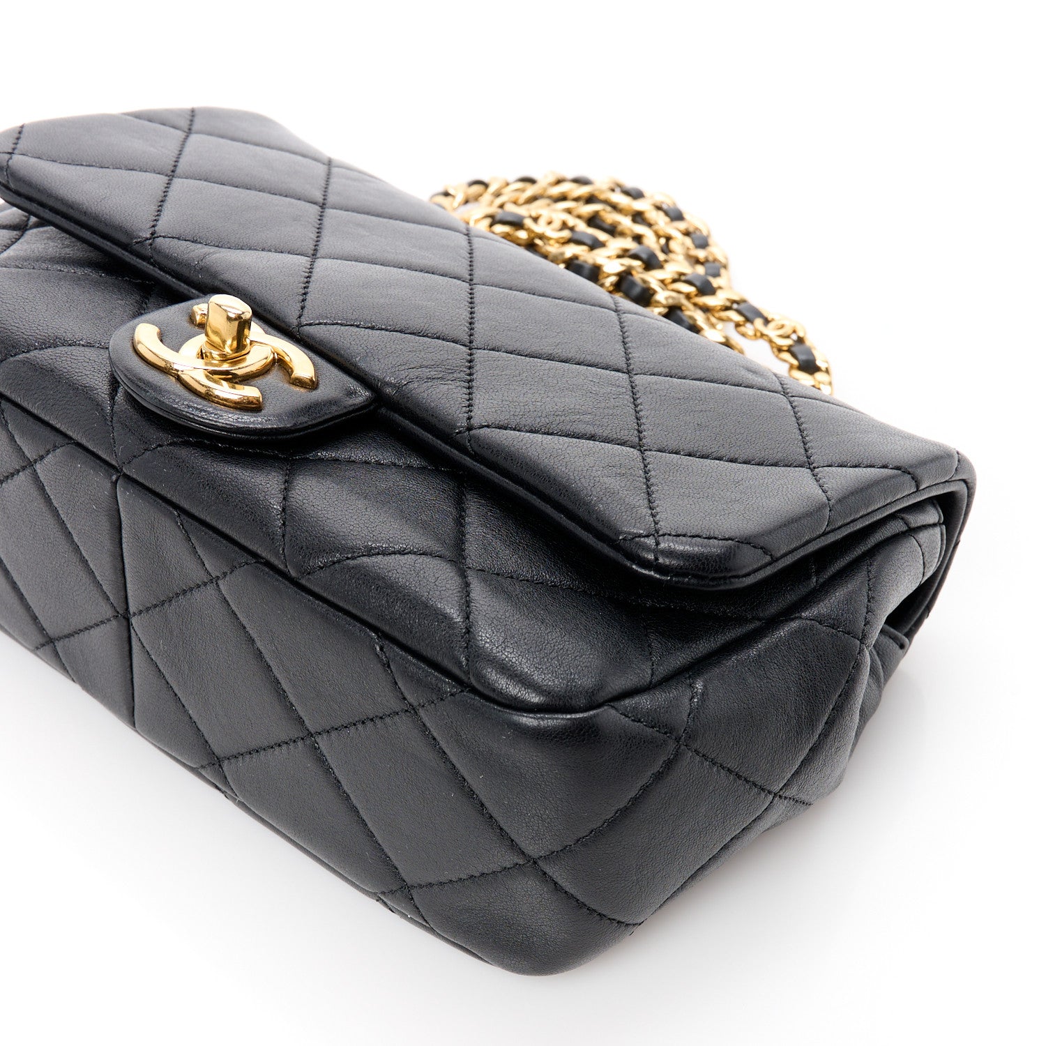 Chanel Lambskin Quilted Logo Flap With Handle Black 11 of 12