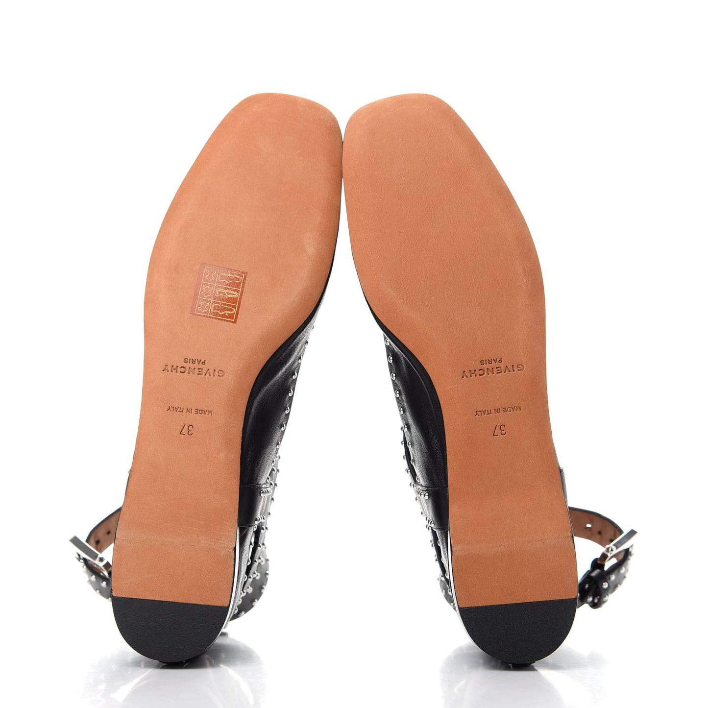 Calfskin Studded Elegant Ballet Flat 37 Black