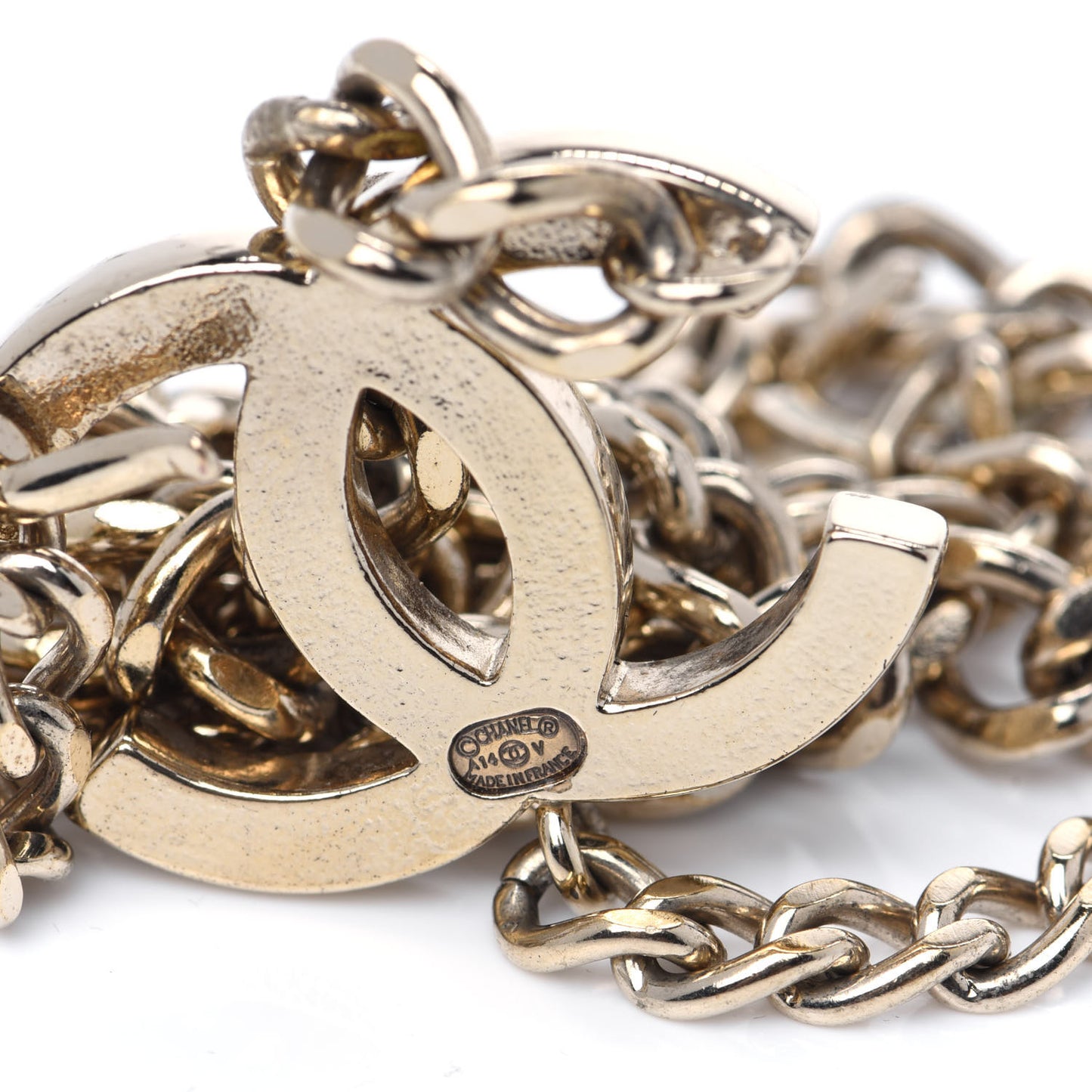 Enamel CC Chain Belt White Gold