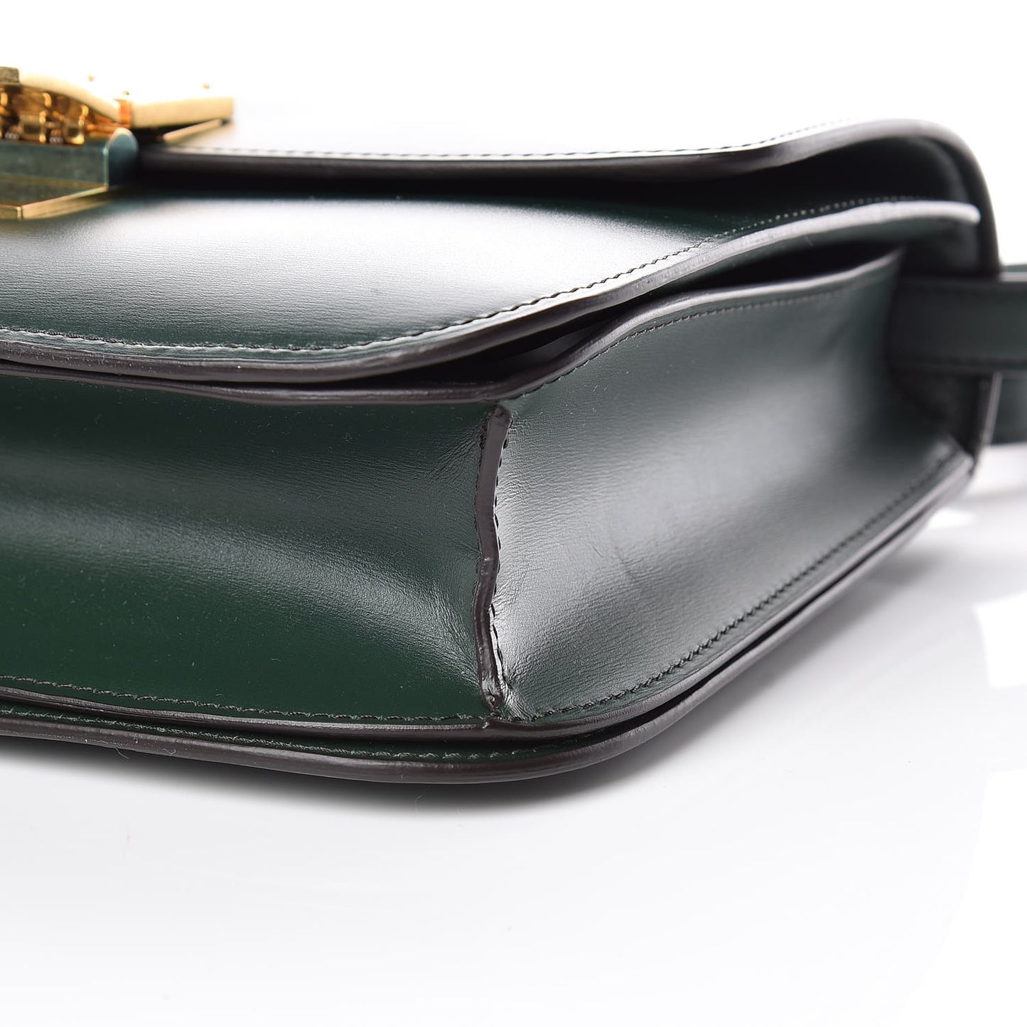 Box Calfskin Medium Classic Box Flap Bag Dark Green