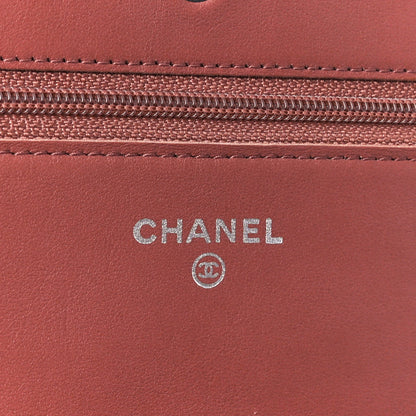 Chanel Metallic Striated Patent Quilted Wallet on Chain WOC Bronze 7 of 12