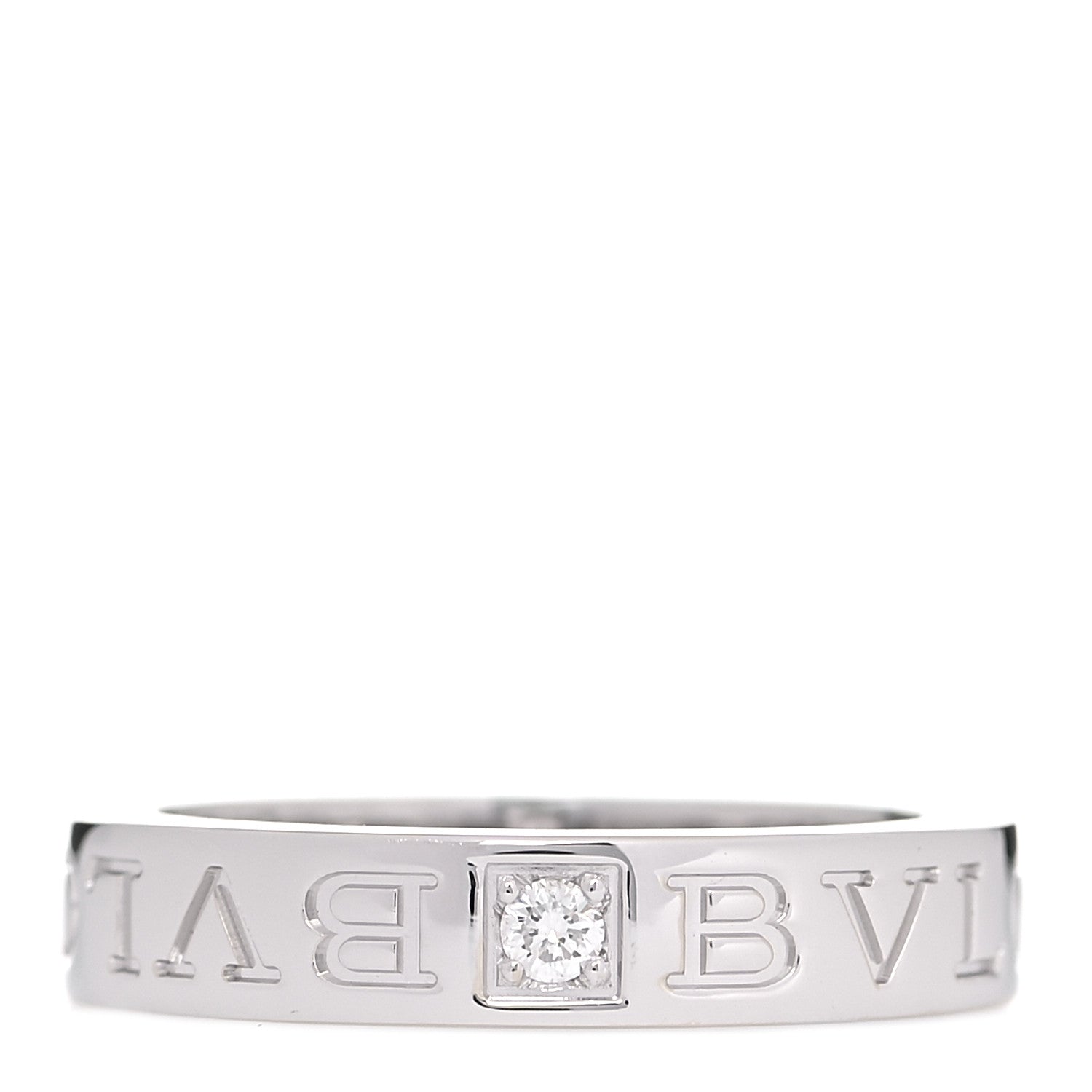 Bulgari 18K White Gold Diamond B.Zero1 Essential Band Ring 50 5.25 1 of 5