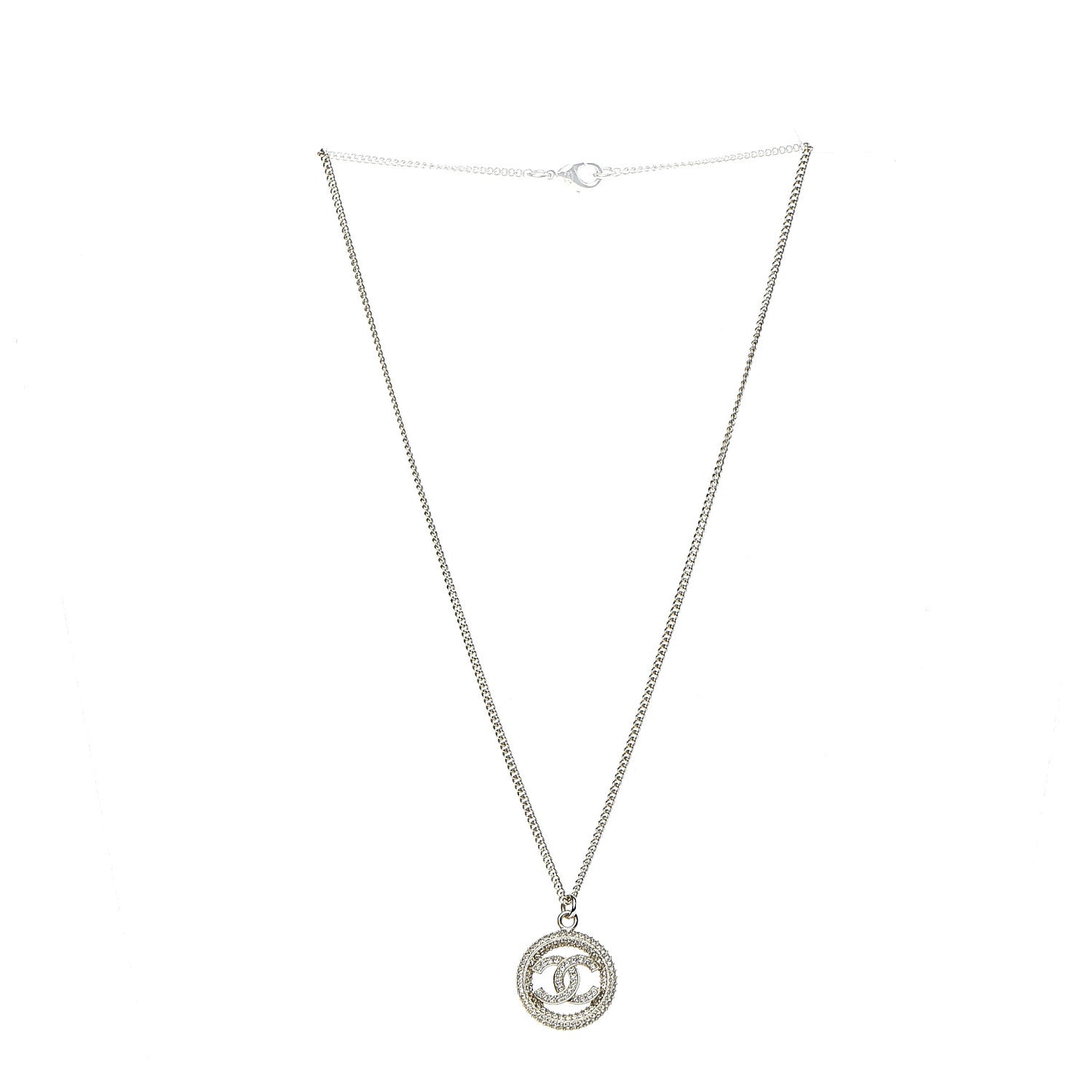 Crystal CC Medallion Pendant Necklace Gold