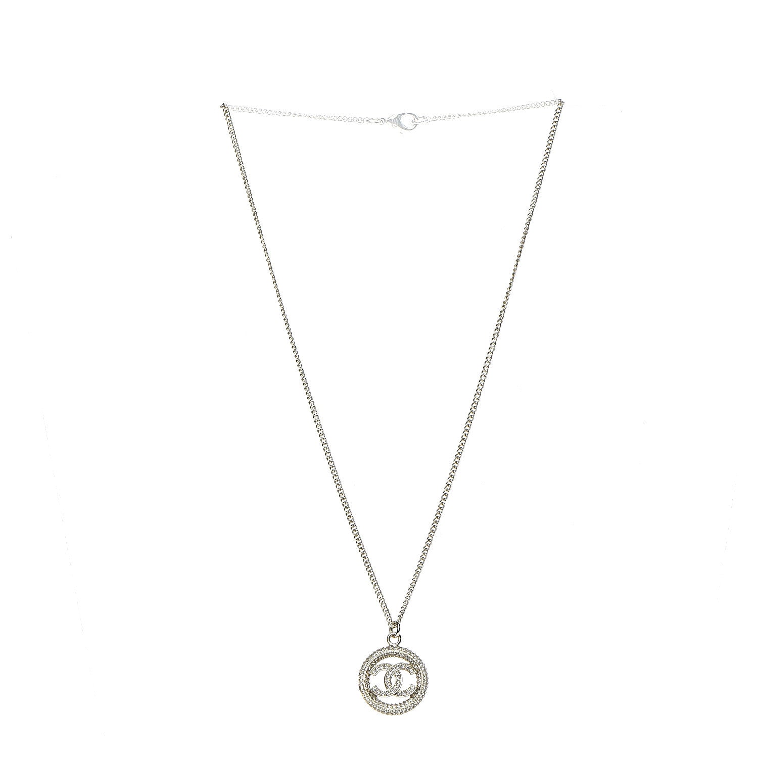 Chanel Crystal CC Medallion Pendant Necklace Gold 3 of 6