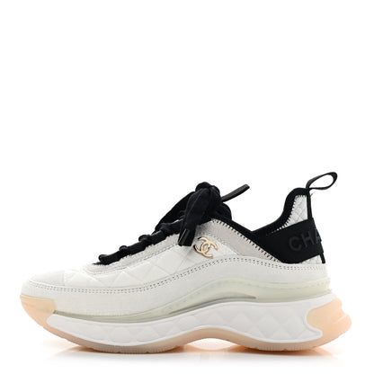 Chanel Fabric Suede Calfskin CC Sneakers 35.5 White Ivory 1 of 10