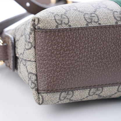 Gucci GG Supreme Monogram Textured Dollar Calfskin Web Small Ophidia Dome Shoulder Bag Beige Ebony New Acero 8 of 9