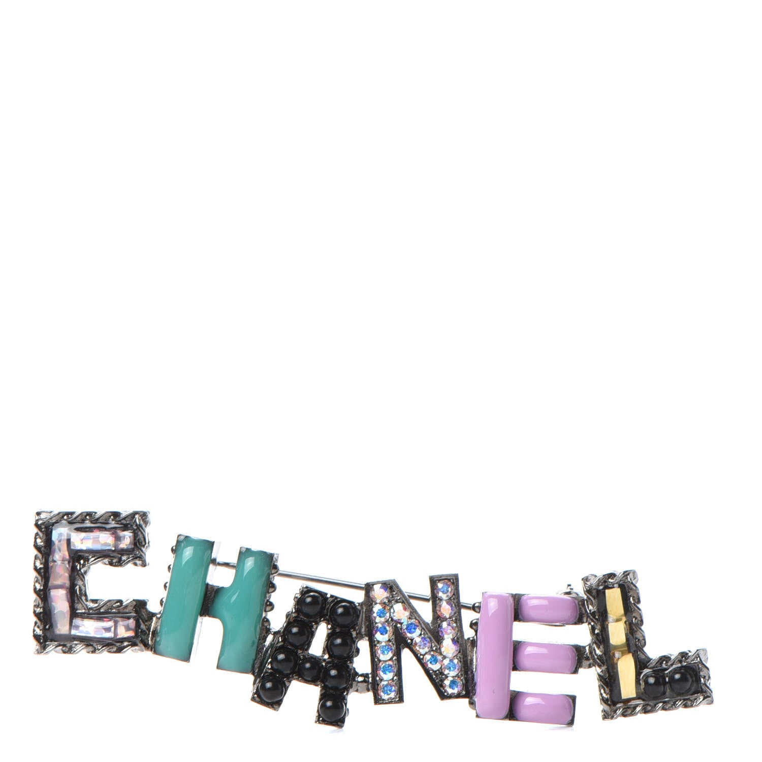 Chanel Pearl Enamel Logo Brooch Multicolor 1 of 4