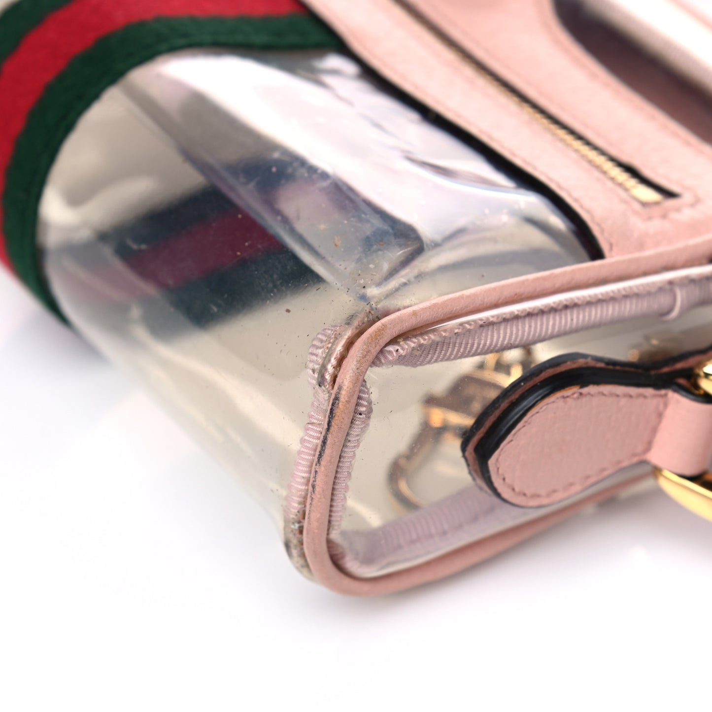 Vinyl Web Mini Ophidia Transparent Shoulder Bag Perfect Pink