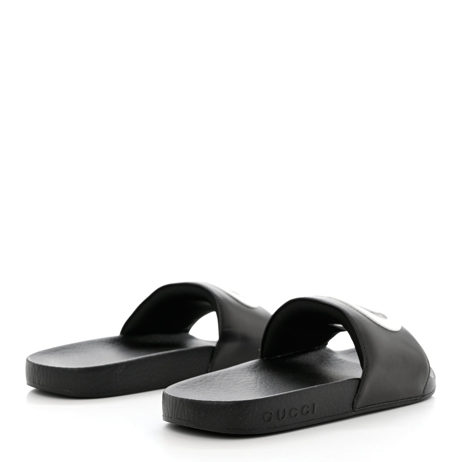 Gucci Nappa Miro Soft Calfskin Womens Interlocking G Slide Sandals 36 Black White 4 of 8