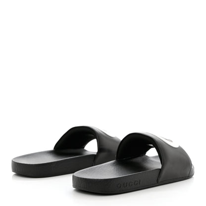 Gucci Nappa Miro Soft Calfskin Womens Interlocking G Slide Sandals 36 Black White 4 of 8