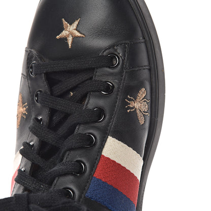 Gucci Calfskin Bee Star Embroidered Sylvie Web Ace Sneakers 40 Black 11 of 14