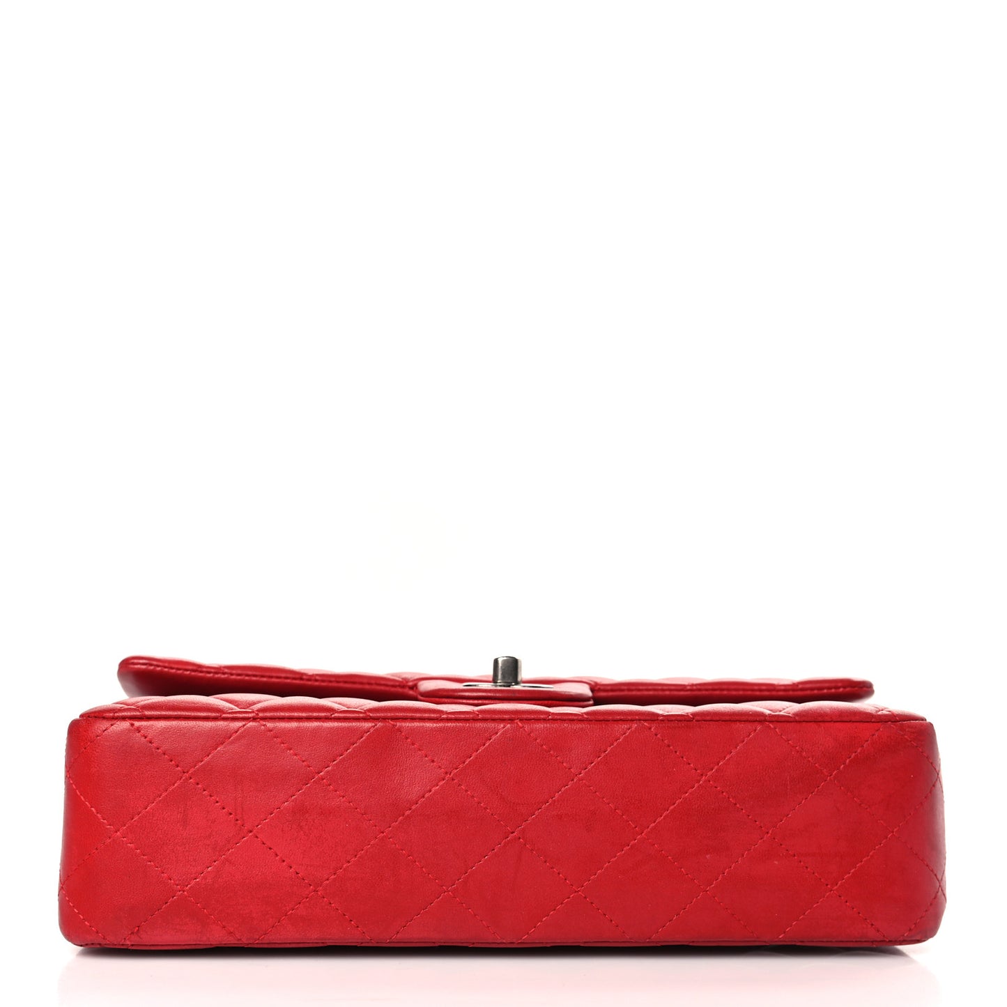 Lambskin Quilted Medium Double Flap Red