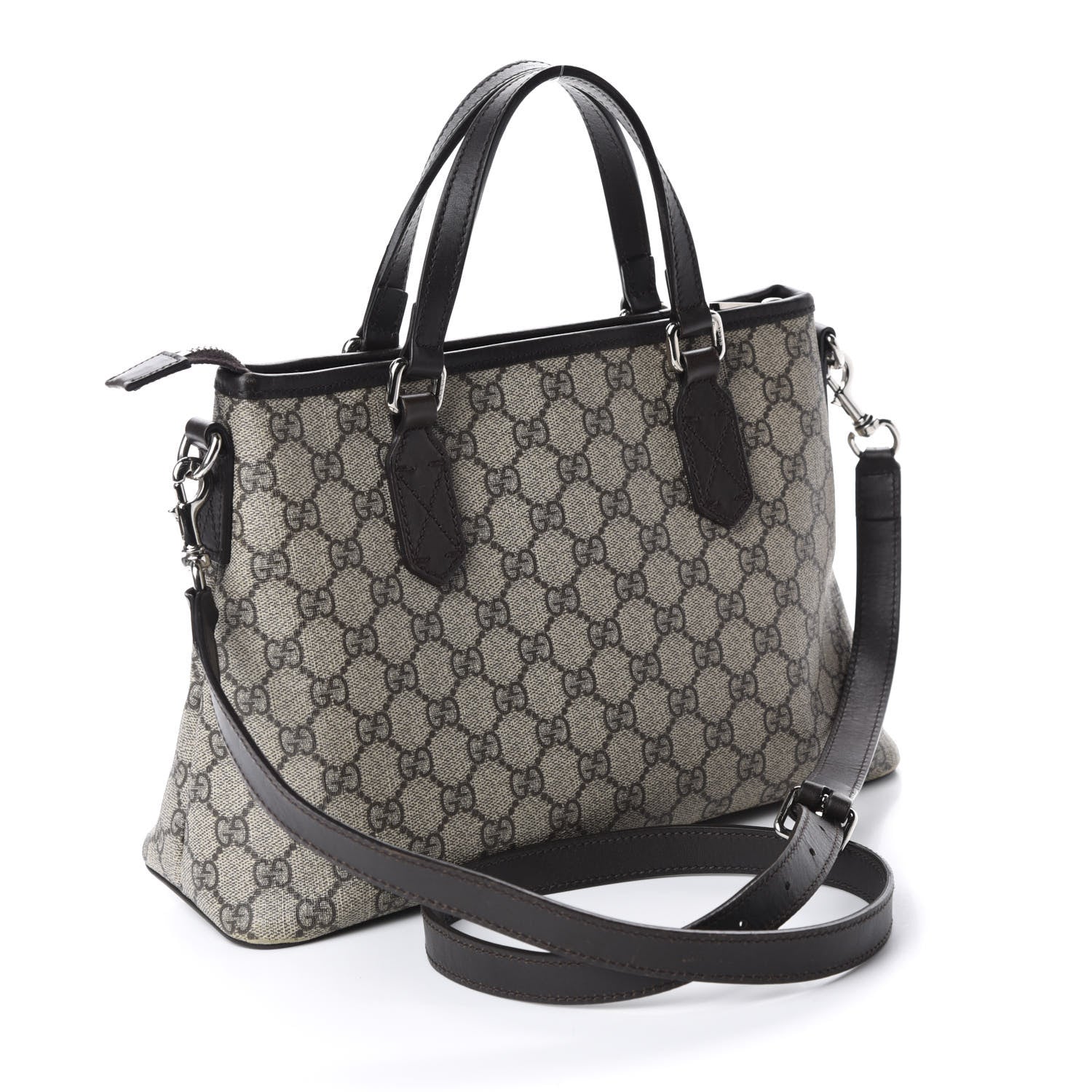 Gucci GG Supreme Monogram Small Zippered Tote Dark Brown 3 of 16