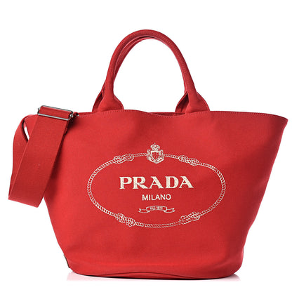 Prada Canapa Small Shopping Tote Rosso 1 of 13