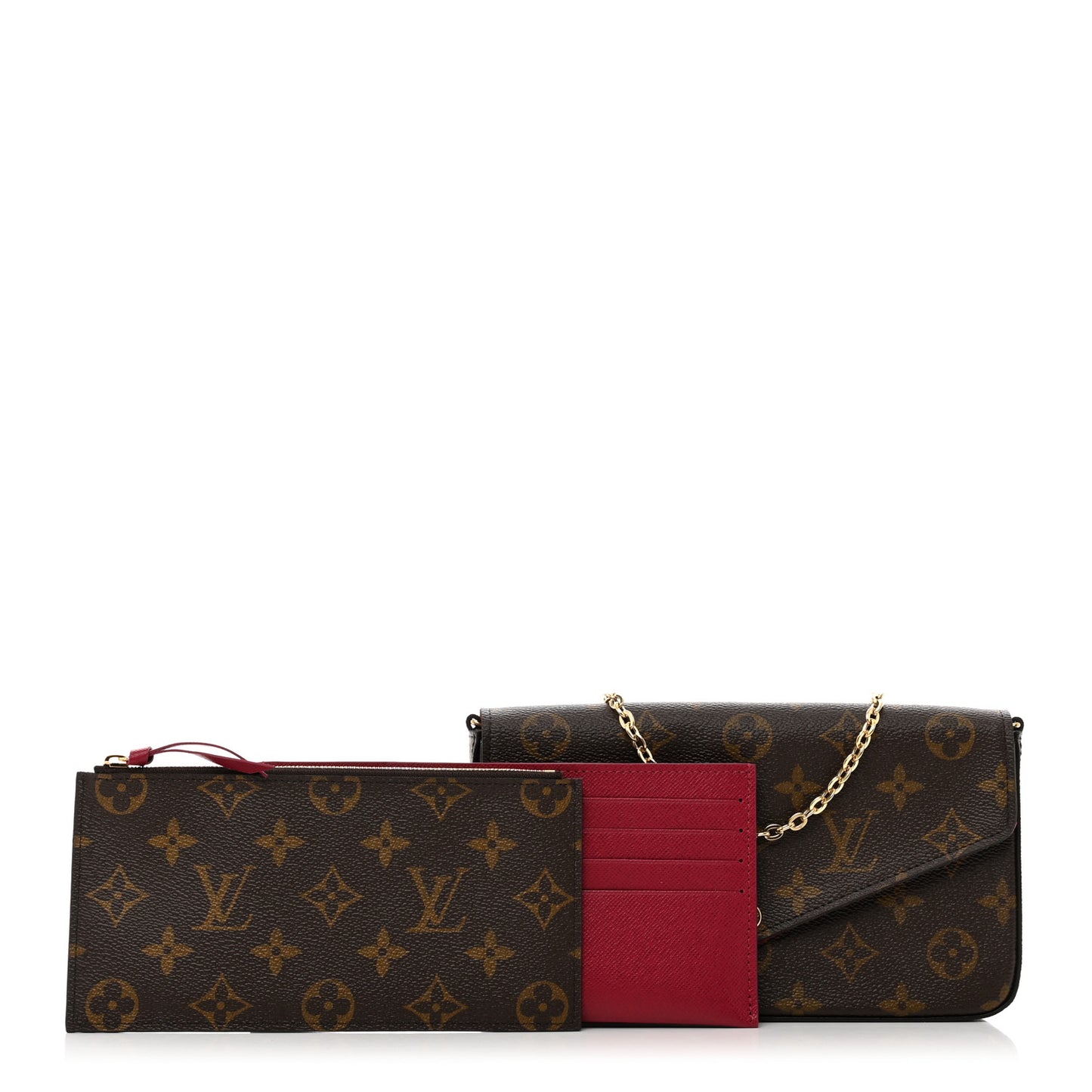 Monogram Pochette Felicie Chain Wallet Fuchsia