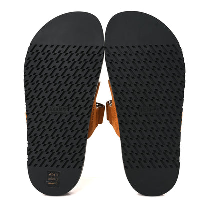 Hermes Suede Goatskin Womens Chypre Sandals 37 Naturel 5 of 9