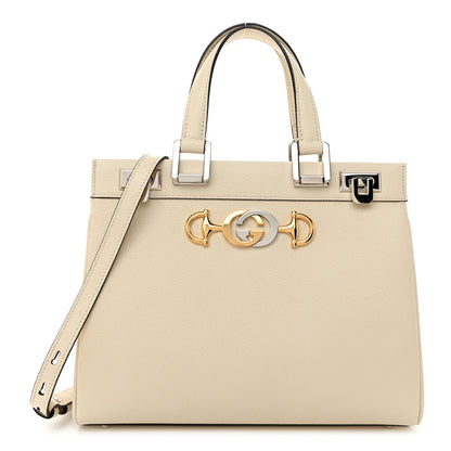 Gucci Grainy Calfskin Small Zumi Top Handle Bag Mystic White 1 of 10