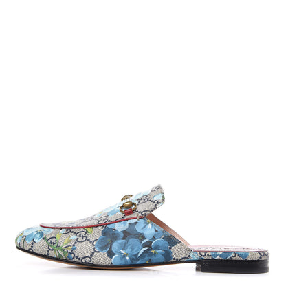 Gucci GG Supreme Monogram Blooms Womens Princetown Slippers 40.5 Beige Blue Navy Hibiscus Red 1 of 8