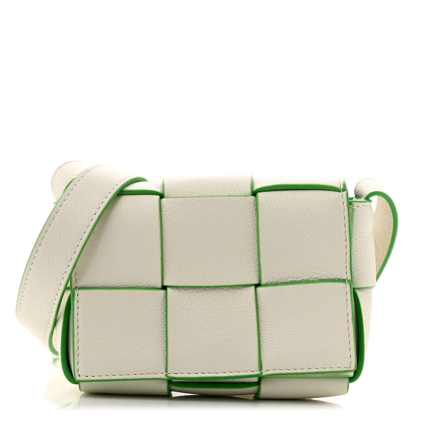 Buffalo Maxi Intrecciato Bicolor Extra Mini Cassette Crossbody Bag White Parakeet