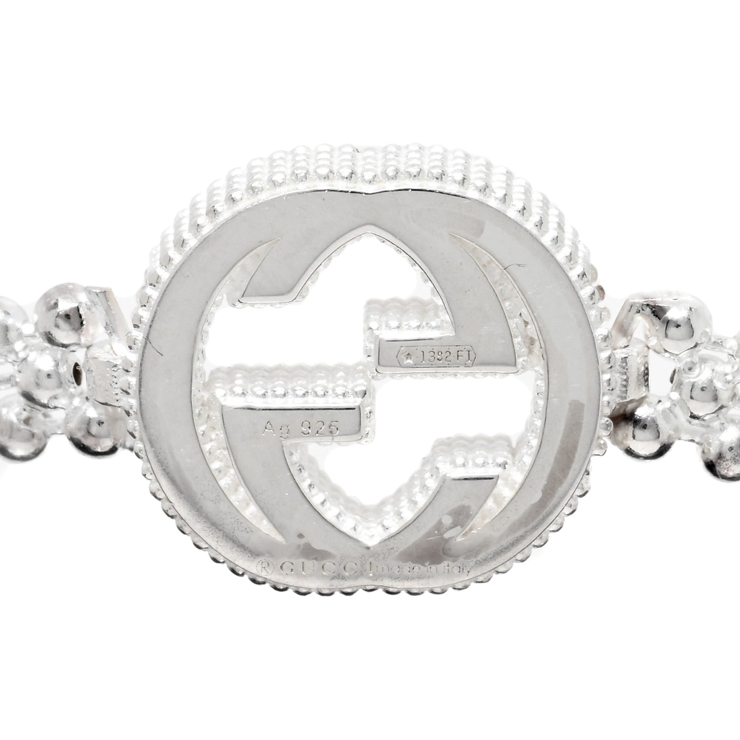 Sterling Silver Interlocking GG Beaded Flower Bracelet