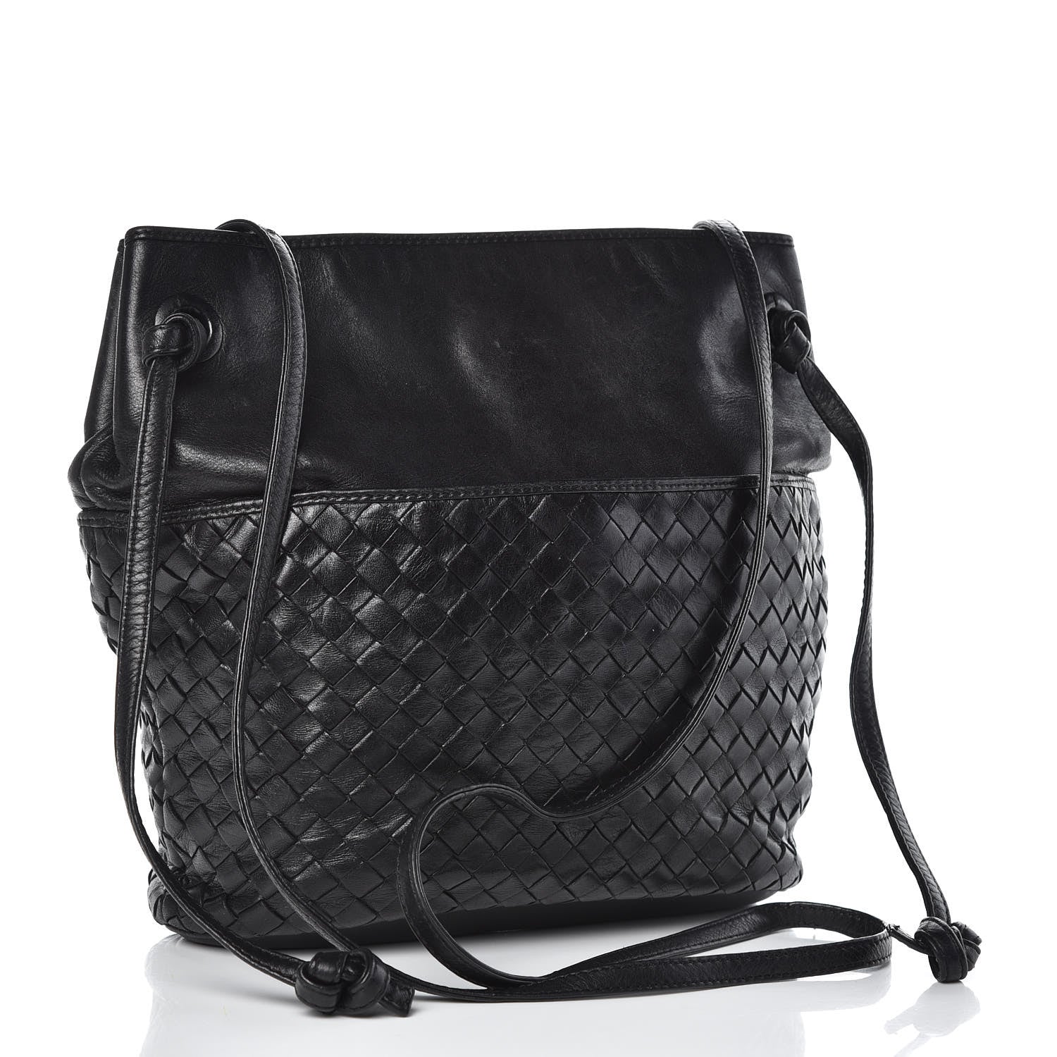 Bottega Veneta Nappa Intrecciato Drawstring Bucket Bag Black 3 of 11