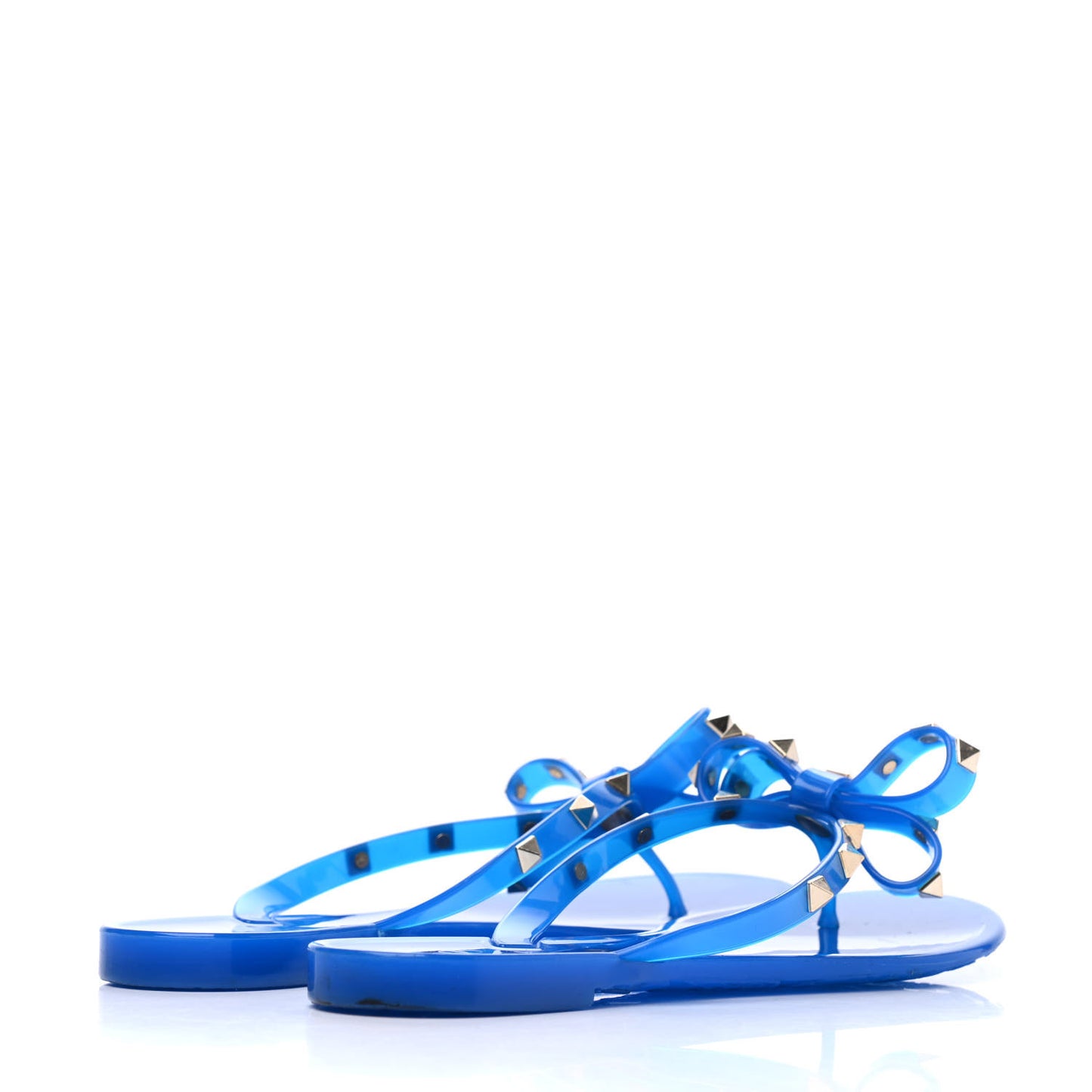 PVC Jelly Rockstud Bow Thong Sandals 38 Blue Fluo