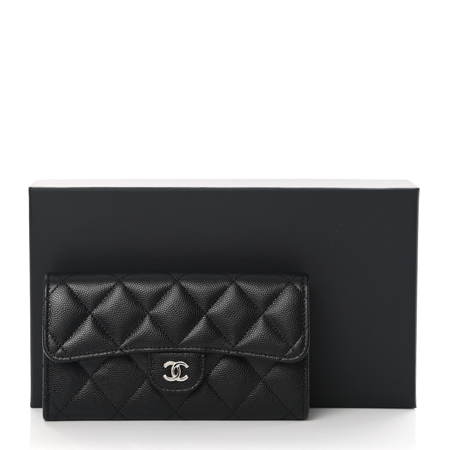 Chanel Caviar Quilted Medium Gusset Flap Wallet Black 9 of 9