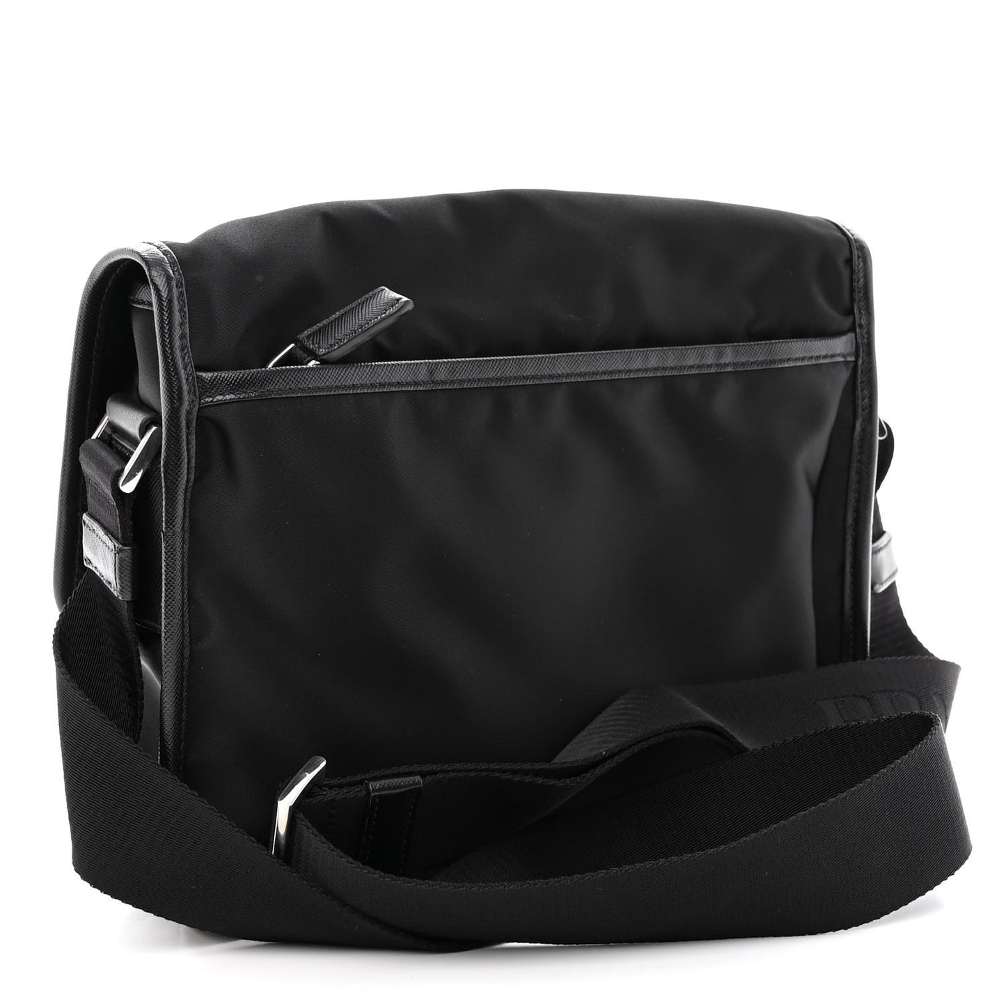 Tessuto Nylon Saffiano Logo Messenger Bag Black
