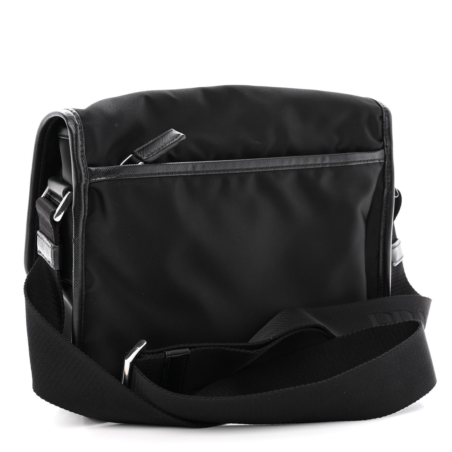 Prada Tessuto Nylon Saffiano Logo Messenger Bag Black 2 of 9
