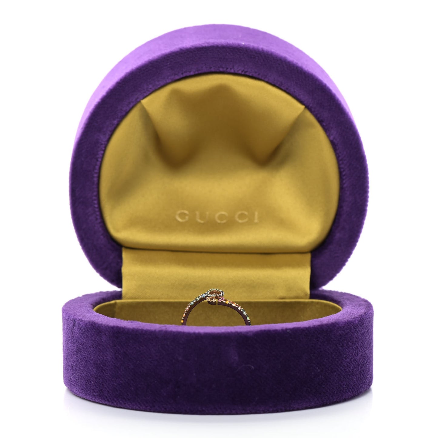 18K Yellow Gold Mixed Gemstone Running GG Ring 54 6.75